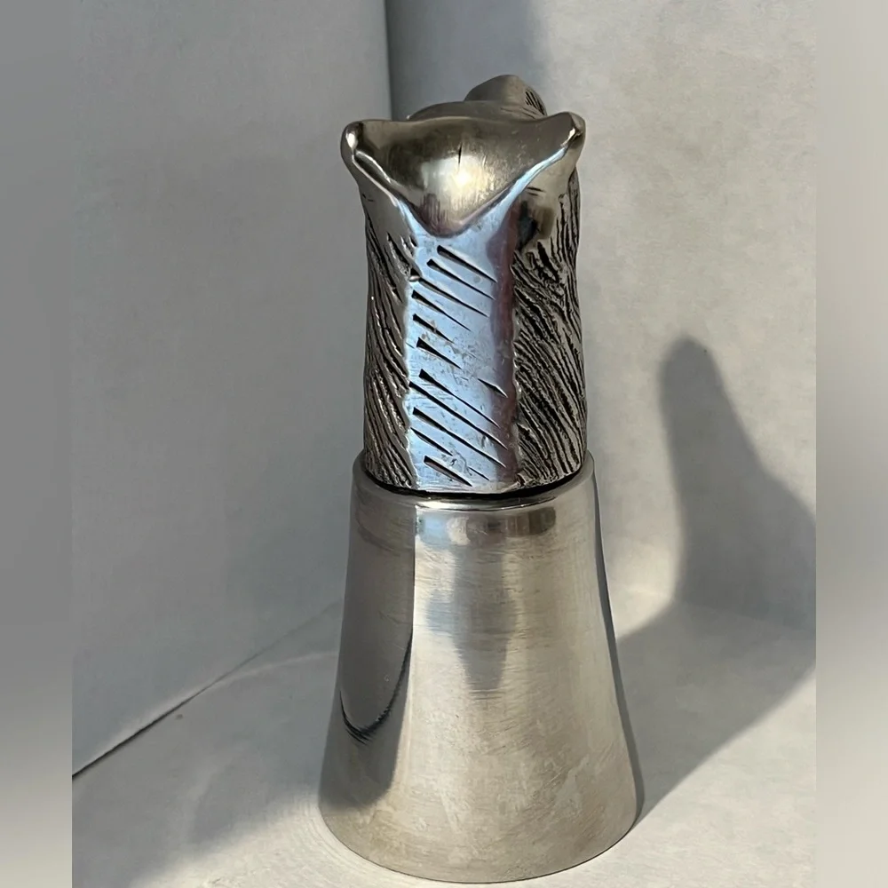 VINTAGE PEWTER ALUMINUM ANIMAL STIRRUP CUP